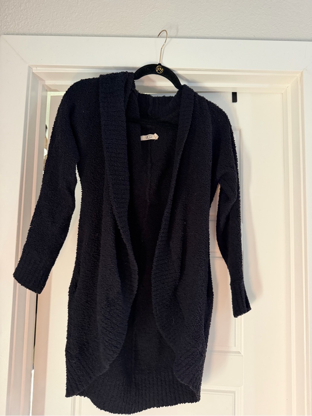 UGG Black Plush Open-Front Women's Cardigan